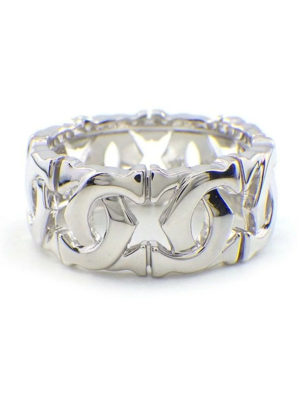 Cartier Ring Entrelaces C2 2C Logo 18K White Gold